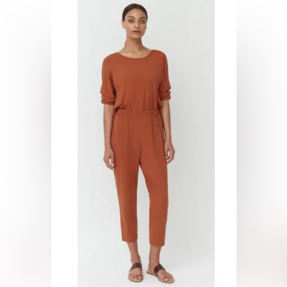 Cuyana Open-Back Jumpsuit in Ginger Size Small